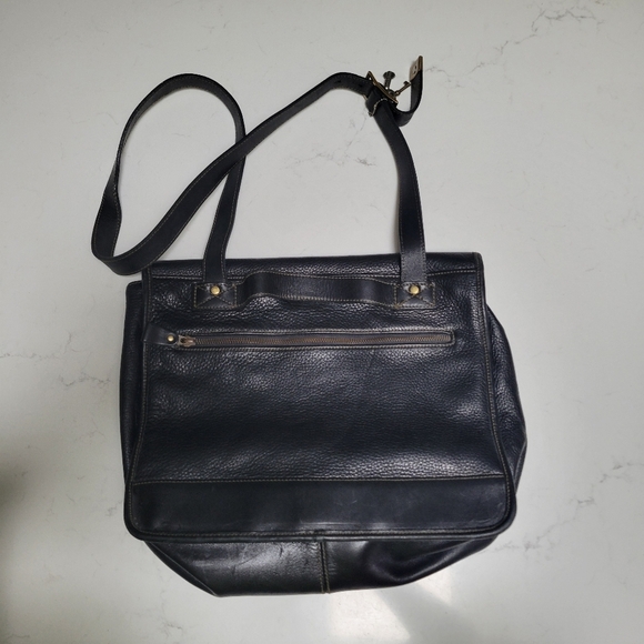 Vintage Fossil Black Leather Messenger Bag 75082 - Picture 5 of 12